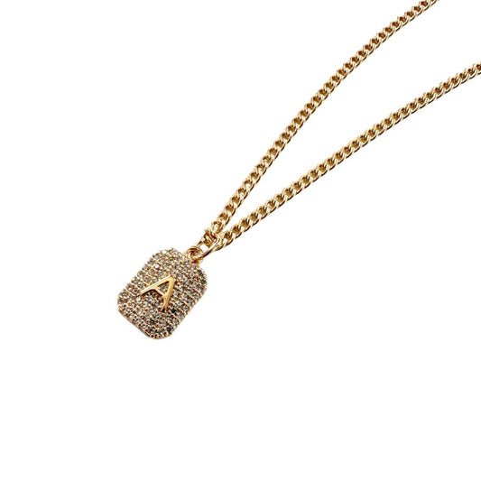 Gold Tag Curb Necklace