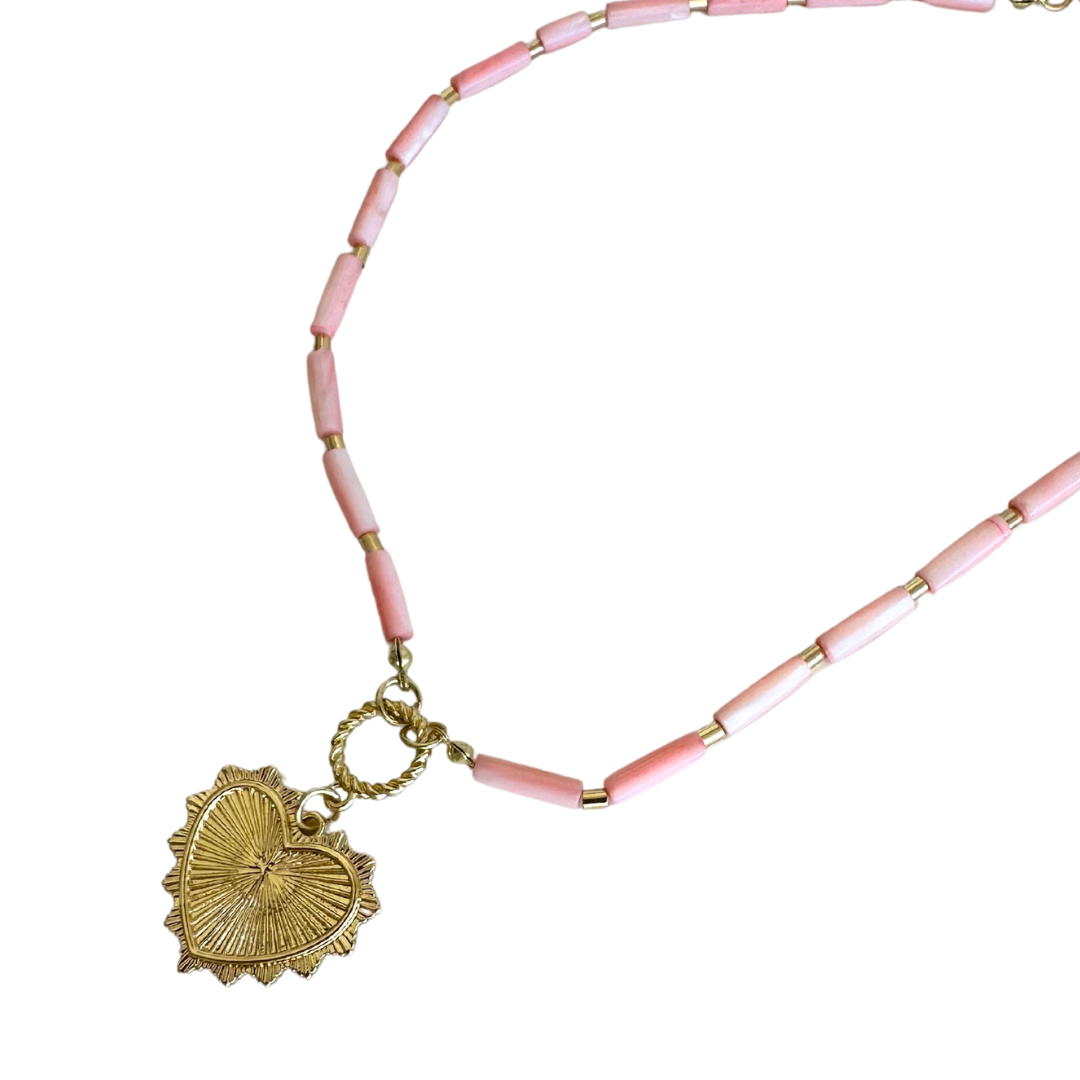 Blush Beaded Heart Necklace