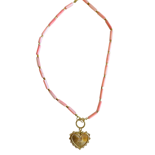 Blush Beaded Heart Necklace